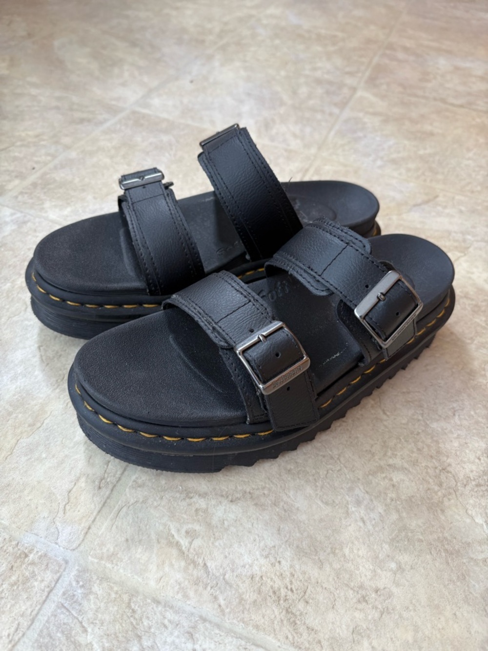 Dr. Martens Double-Buckle Black Platform Sandals